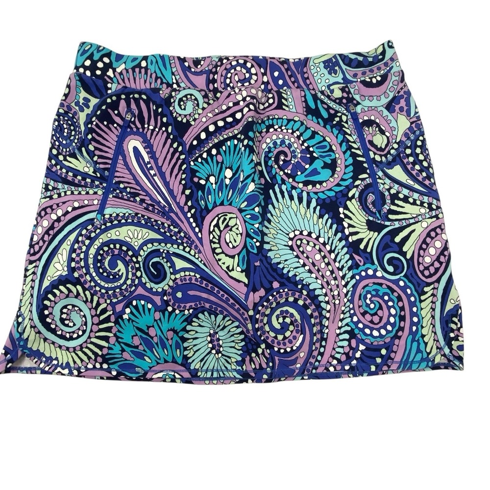 T By Talbots Everyday Skort Women's XL Dream Paisley Pull On High Rise Pockets